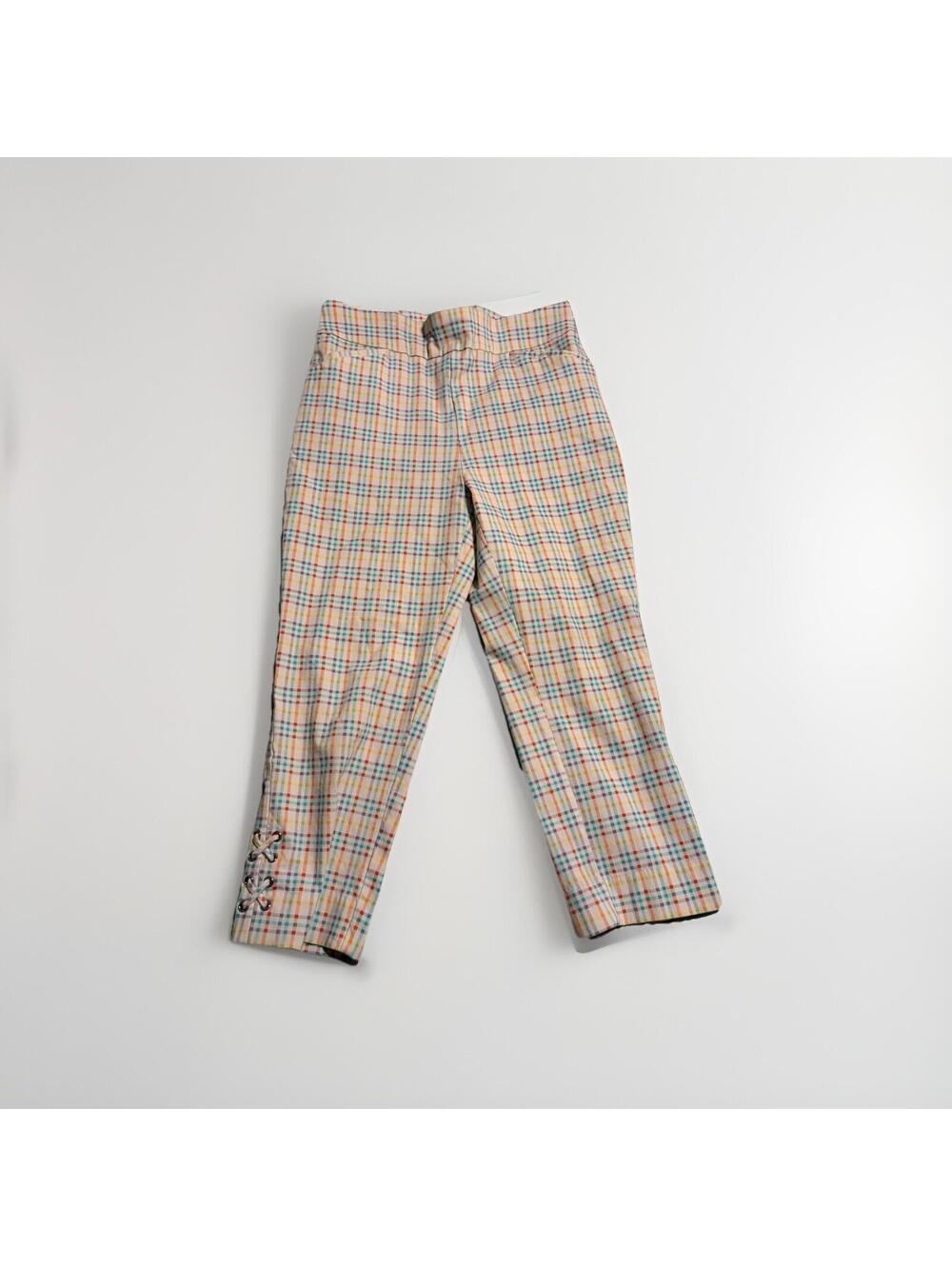 Chicos Perfect Stretch Plaid Cropped Pants gingham nautical sz 1 - M coastal
